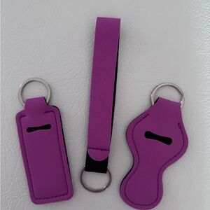Purple Keychain Set~Hold your lip balm and your keys, conveniently~New in pkg.